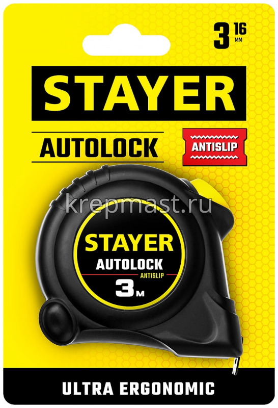 Рулетка 3м х 16мм STAYER AUTOLOCK