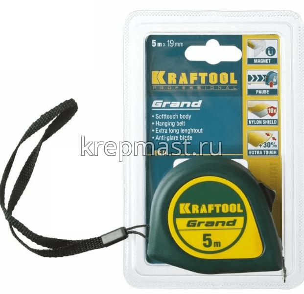 Рулетка 5м х 19мм KRAFTOOL GRAND