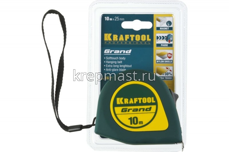 Рулетка 10м х 25мм KRAFTOOL GRAND