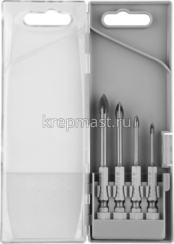 Набор сверел комбинир. 4шт ЗУБР (кафель, керамика, стекло) М3,4,6,8 мм