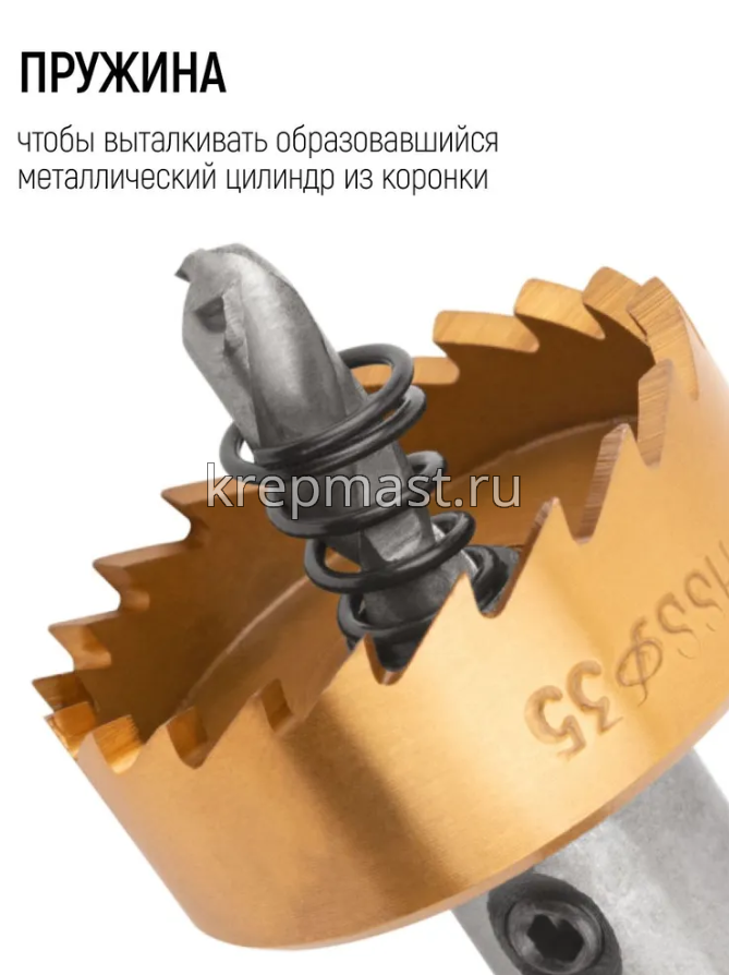 Коронка кольцевая по металлу, HSS сталь, титановое покрытие 35 мм FIT