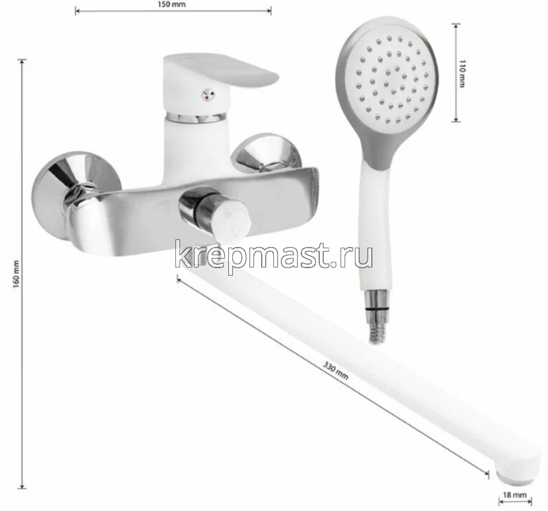 Смеситель д/ванны GFmark 5270 длинный излив