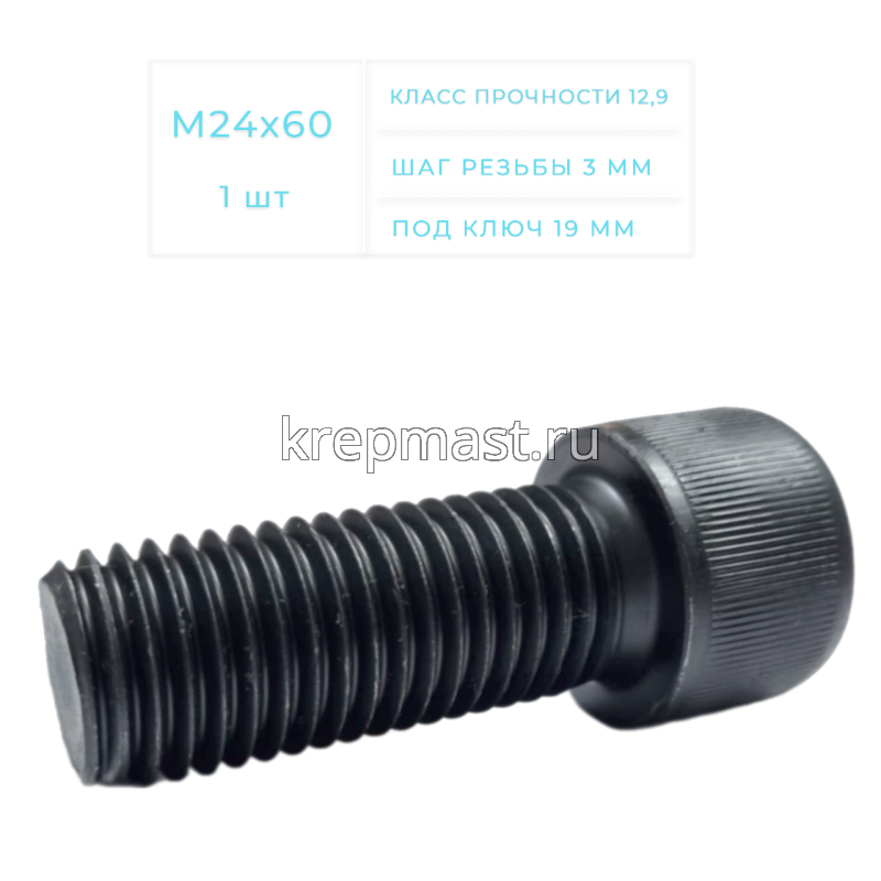 Винт с внутр.шестигранником 24 х 60 черный кл.пр.12,9 DIN 912