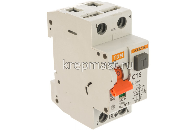 Авт.выключатель диф.тока АВТД 64 С16 30мА ТDM
