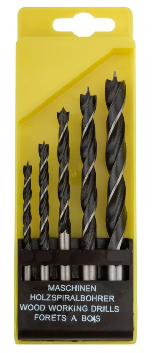 Набор сверел по дереву 5шт спираль FIT (3-4-5-6-8мм)