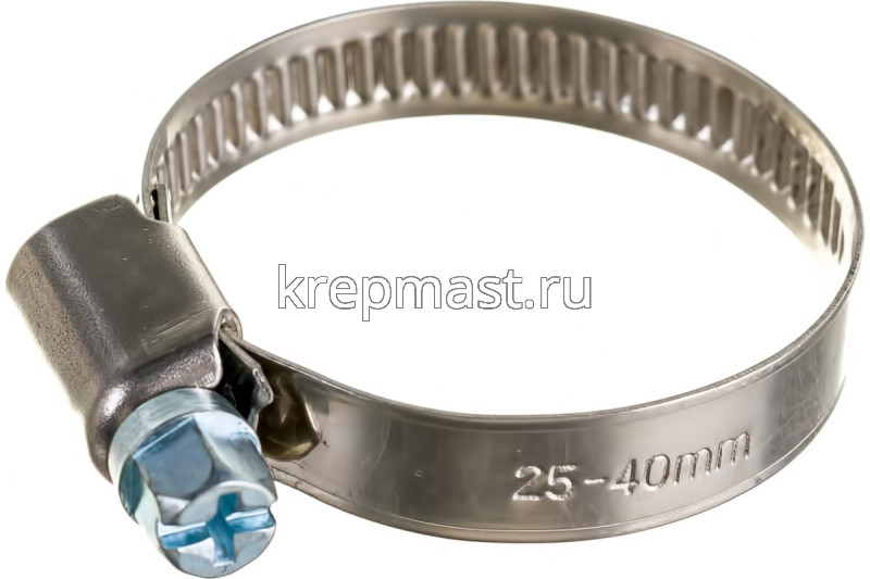 Хомут червячный нержавейка 25-40