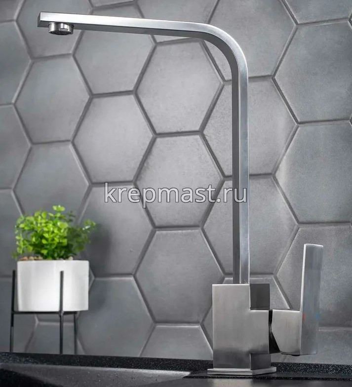 Смеситель д/кухни SUS125-017F с высоким поворот.изливом НЕРЖАВЕЮЩИЙ