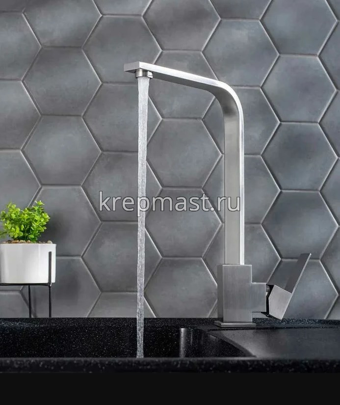 Смеситель д/кухни SUS125-017F с высоким поворот.изливом НЕРЖАВЕЮЩИЙ
