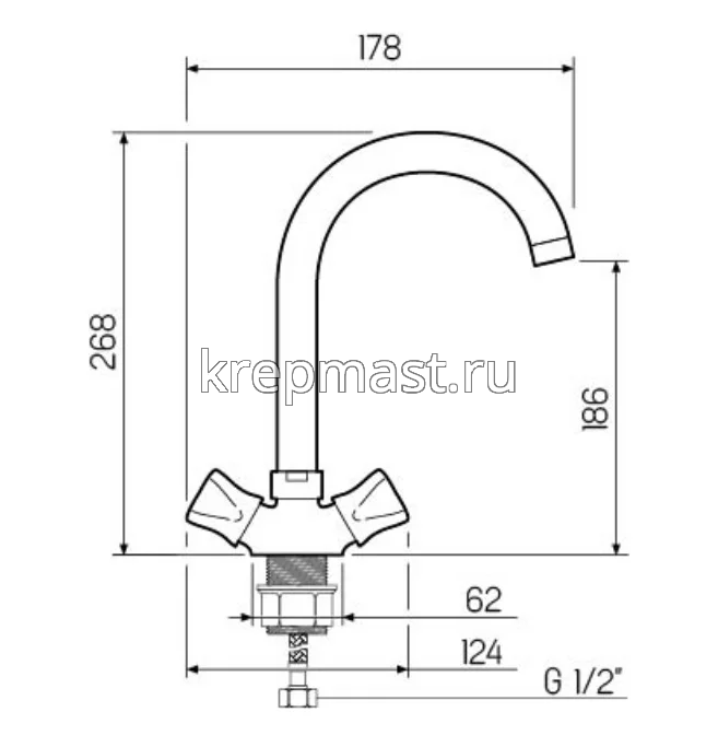 Смеситель д/кухни SL 116-274F с высоким изливом
