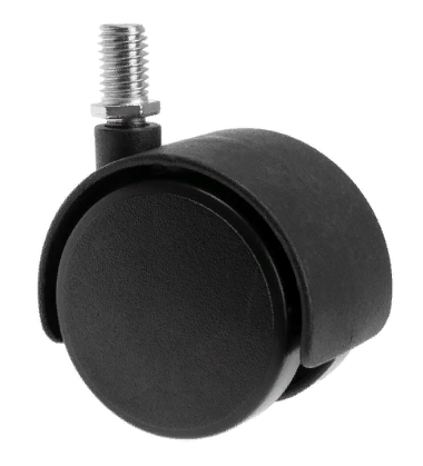 Ролик мебельный d.50 на резьбе М10 черный пластик