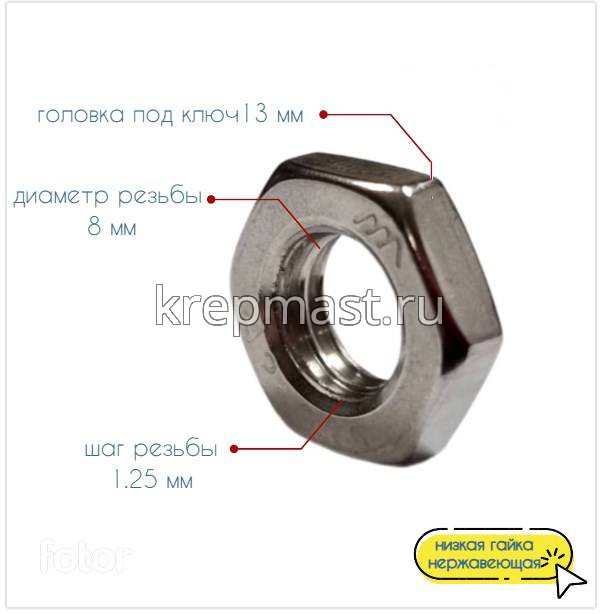 Гайка низкая DIN 439 нерж.А2