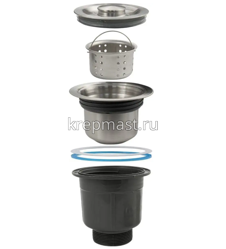 Сифон FABIA PROFI (8733) для кух.мойки больш.горлов. с переливом, с отв.подслив шланг